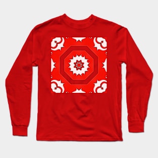 Bright Red Kaleidoscope Pattern (Seamless) 8 Long Sleeve T-Shirt